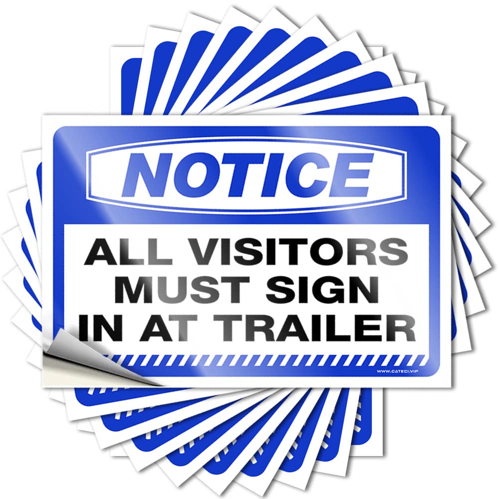 Funny Car Stickers Notice All Visitors Must Sign in At Trailer Stickers 10 Pcs Car Stickers for Windows Funny Signs for Bar(8X12CM)
