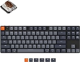 Keychron K1, Tenkeyless Layout 87 Keys Ultra-Slim Bluetooth Wireless/USB Wired Mechanical Keyboard with Low-Profile Gateron Brown Switch White LED Backlit Compatible with Mac Windows-Version 5