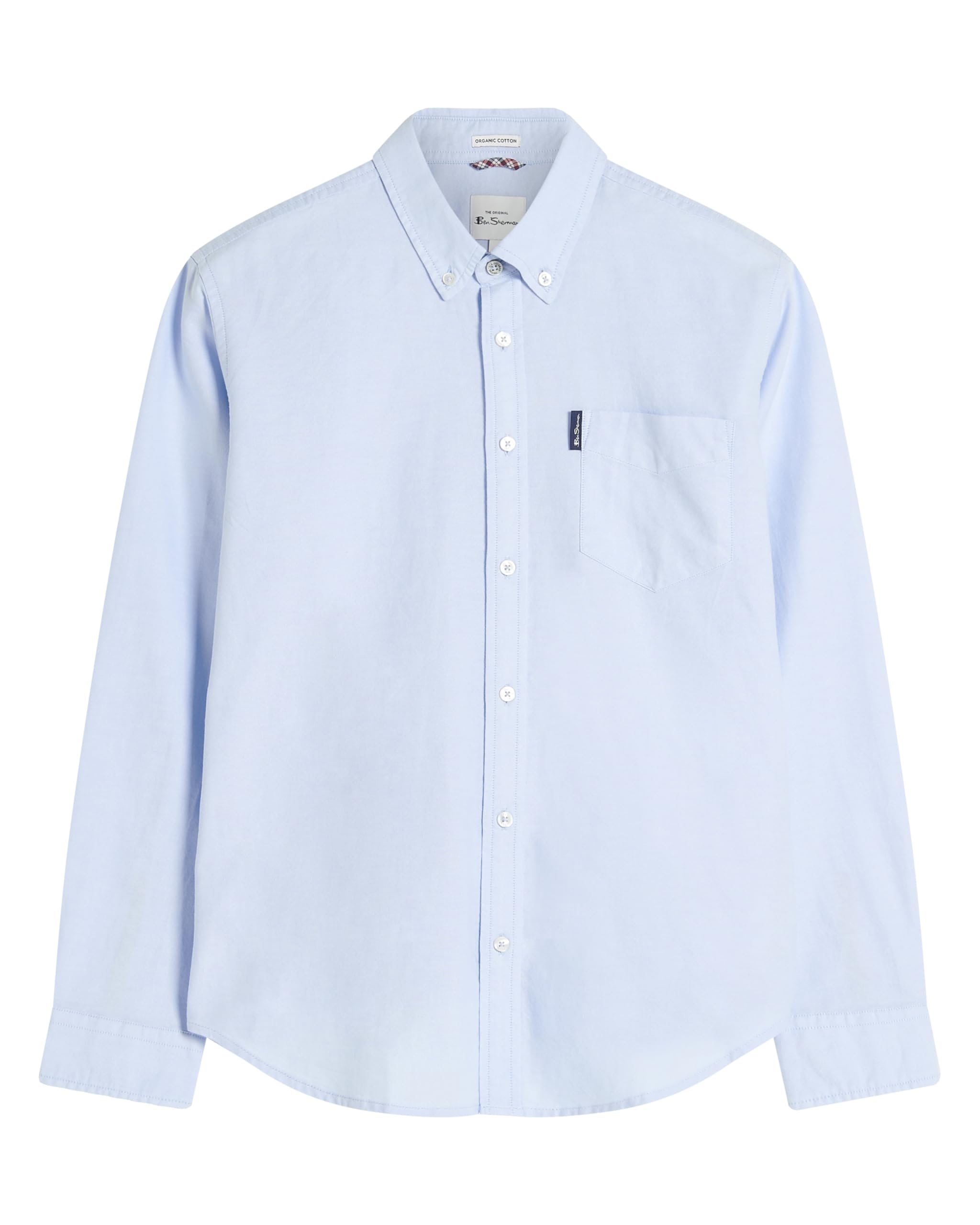 Ben Sherman Men's Button-Down Collar Signature Oxford Shirt, Tab Logo Pocket, Long Sleeved, Regular Fit (Sky.) L