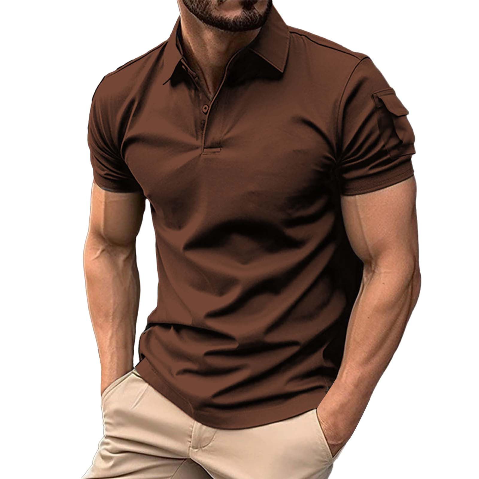 Polo T-Shirts Men's Size Large, Button Down T Shirts for Men Mens Short  Sleeves V Neck Tshirt Summer Henley T Shirts for Men Loose Fit Work Tight  Tops