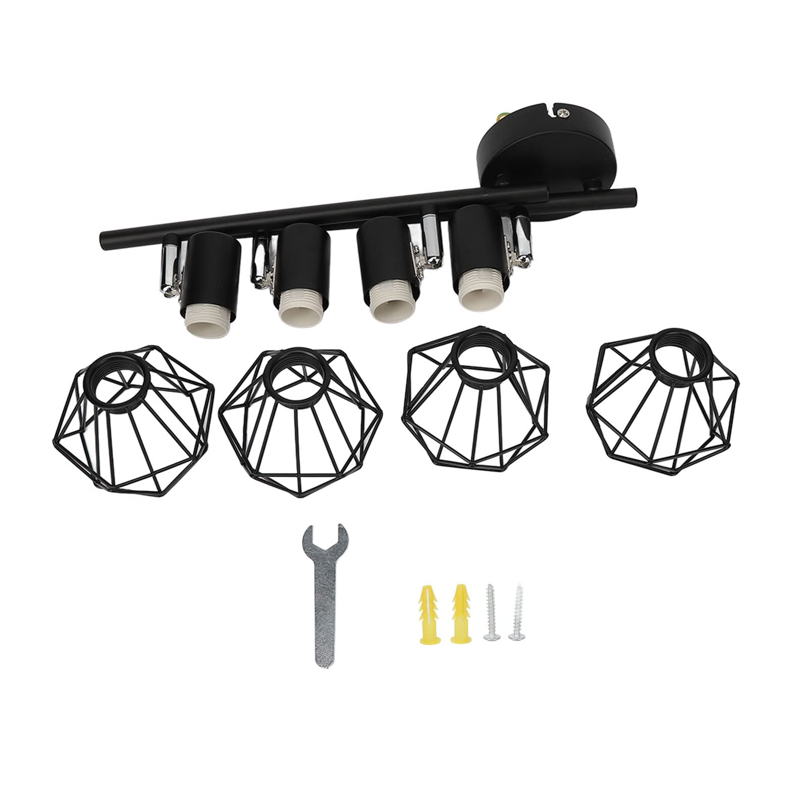 Luqeeg LED 4 Light Track Lighting Kit, Black 4 Way Ceiling Spot Lighting, Flexibly Rotatable Light Head, Included 4 X LED GU10 Bulb, Suitble for Kitchen, Living Room, Bedroom, Hallway