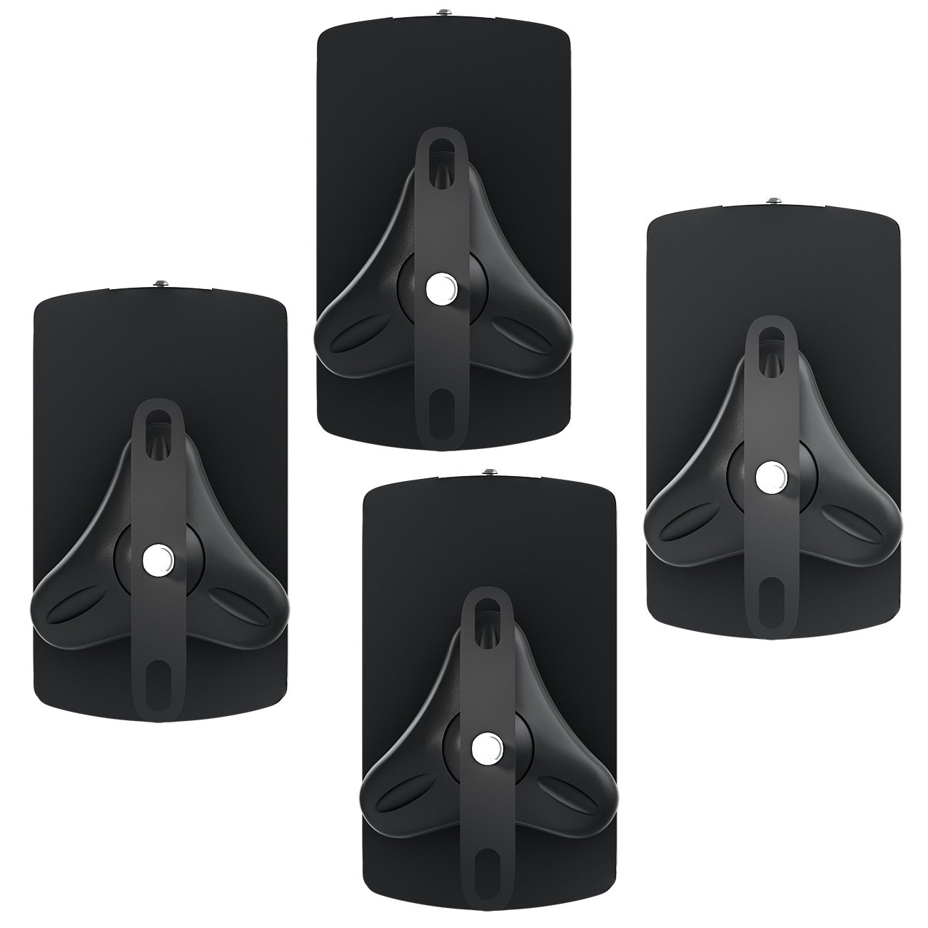 deleyCON 4X Support Mural Universel pour Enceintes Fixation de Boîtes Rotation + Inclinaison Résistant à Une Charge Maximale de 10Kg Montage Mural + Montage au Plafond - Noir