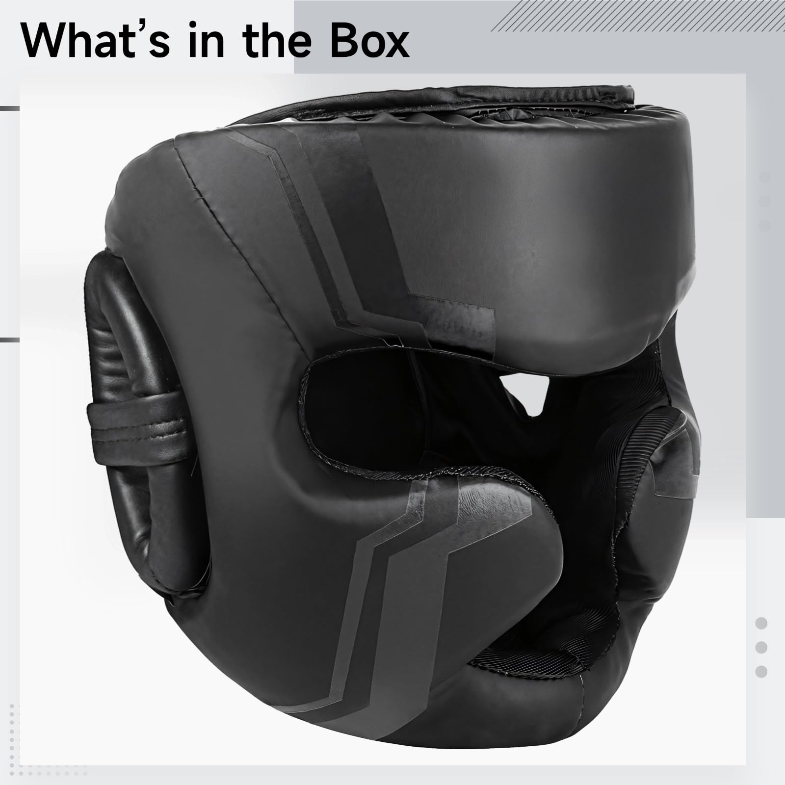 Copricapo da boxe, equipaggiamento protettivo per allenamento e competizioni, regolabile, in pelle PU, nero, taglia L (57-65 cm)