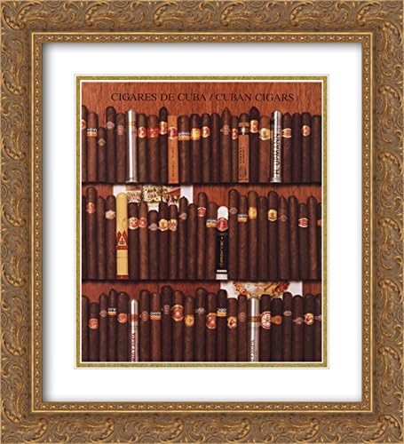 Cigarros cubanos 2X mate 20x24 oro adornado enmarcado impresión artística