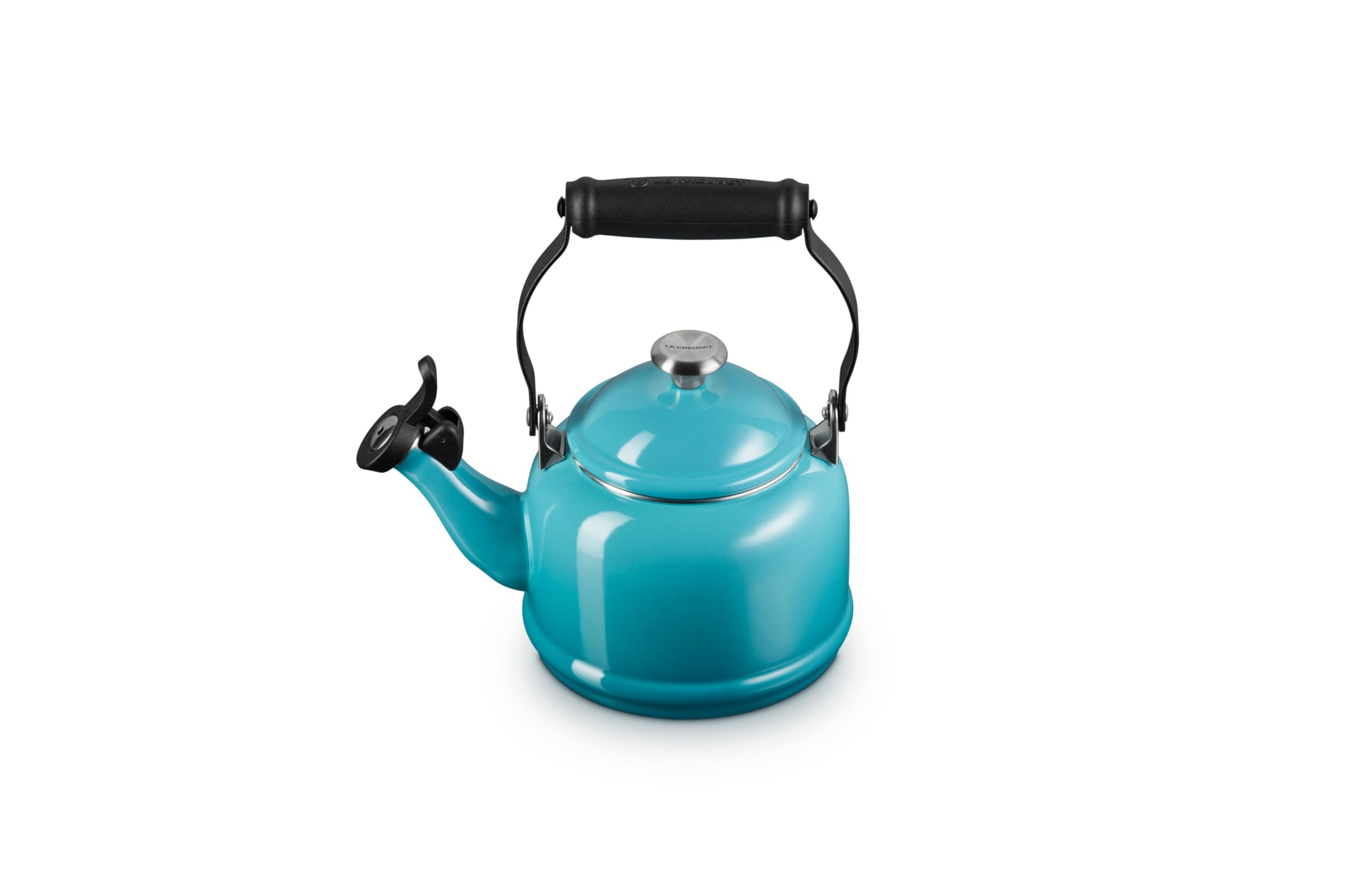 Le Creuset Enamel On Steel Demi Tea Kettle with Metal Finishes, 1.25 qt., Caribbean
