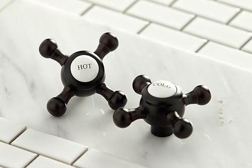 Miniatura 2 de Kingston Brass KS1165BX Llave de lavatorio vintage extendida con asa de cruz metálica, bronce aceitado de 8 pulgadas ajustable en el centro