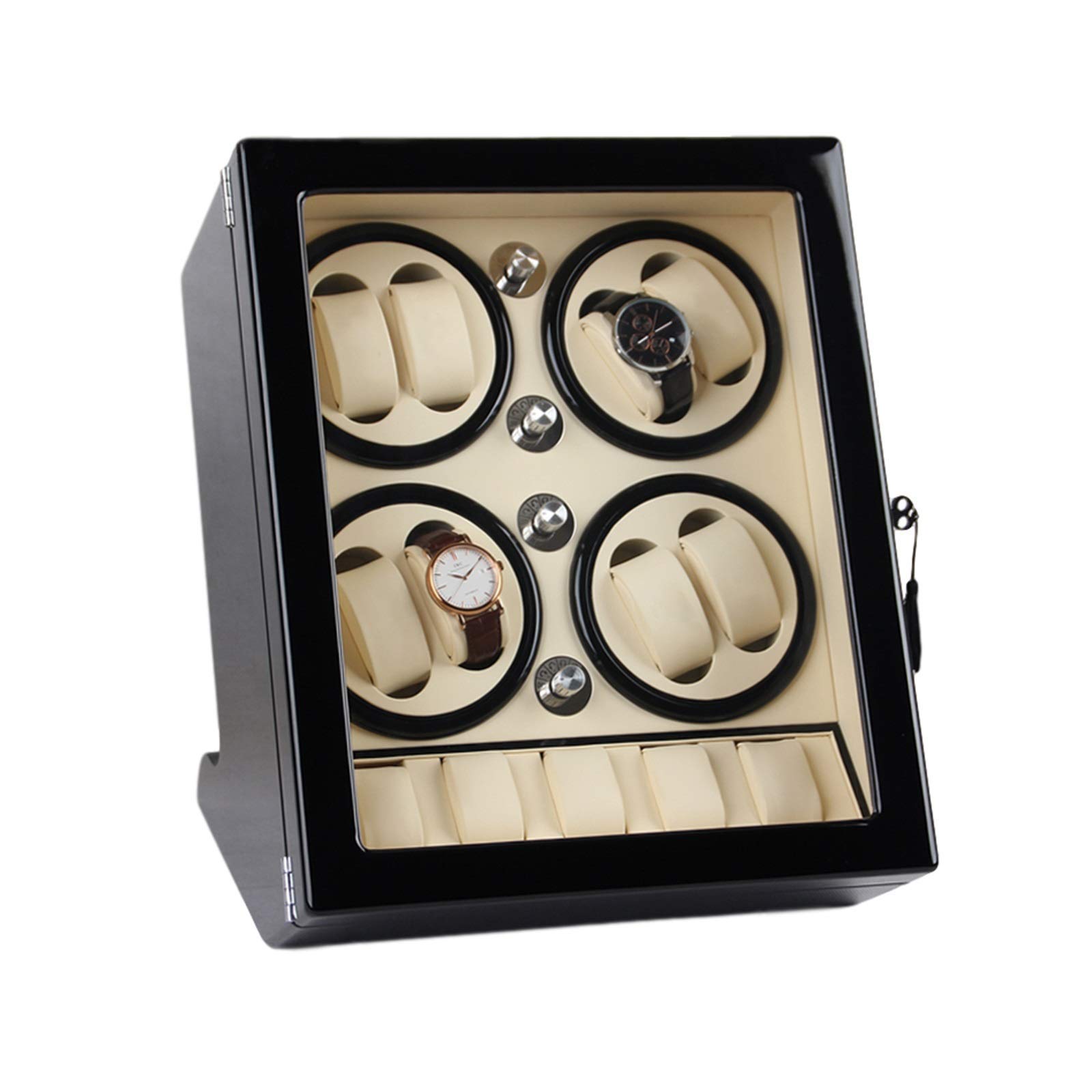 OLSKFUH Watch Winder Watch Winder For 8 Automatic Watches With 5 Display Storage Spaces Wood Shell Piano Paint Exterior Silent Motor,White Watch Winder,