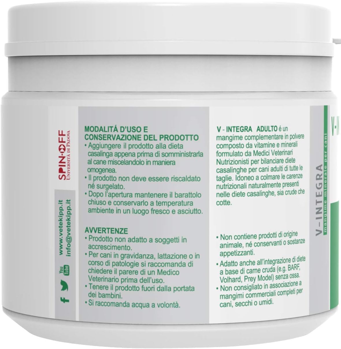 V-INTEGRA Cane Adulto 500g, Integratore Completo Ricco di Vitamine e Minerali per Dieta Casalinga e BARF, V Integra Multivitaminico Cane, Made in Italy