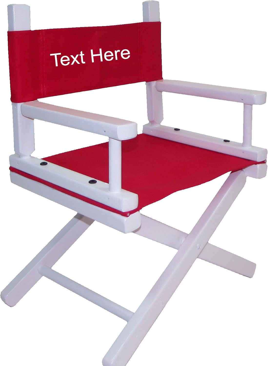 TLT Personalized Imprinted White Frame Toddler's Directors Chair by Gold Medal - Red Canvas