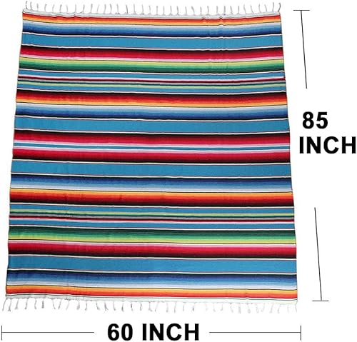 Vista 3 de AerWo Mantel mexicano de 60 x 85 pulgadas, manta de serape mexicano con borlas para decoración de fiesta de cinco de mayo, mantel rectangular tejido
