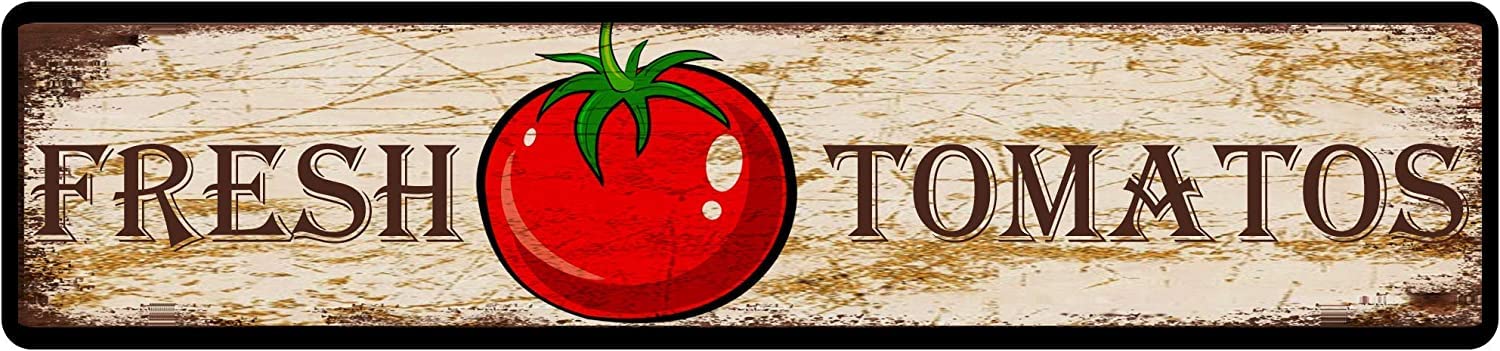 Fresh Tomatos Street Sign Aluminum Metal Sign Antique Tin Sign Vintage Metal Sign Plaque Metal Fun Tin Sign Entrance Decoration Gallery Wall Sign 16x4 Inch