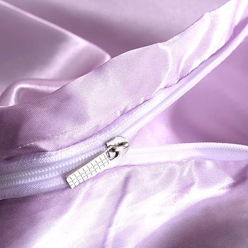 Vista 188 de Feelyou Juego de ropa de cama de satén similar a la seda, tamaño Queen, juego de funda de edredón sedosa rosa de lujo, funda de edredón suave, Multi