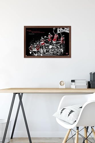 Miniatura 6 de Trends International Michael Jordan - Póster de pared con mosca, 14.725 x 22.375 pulgadas, versión enmarcada de caoba