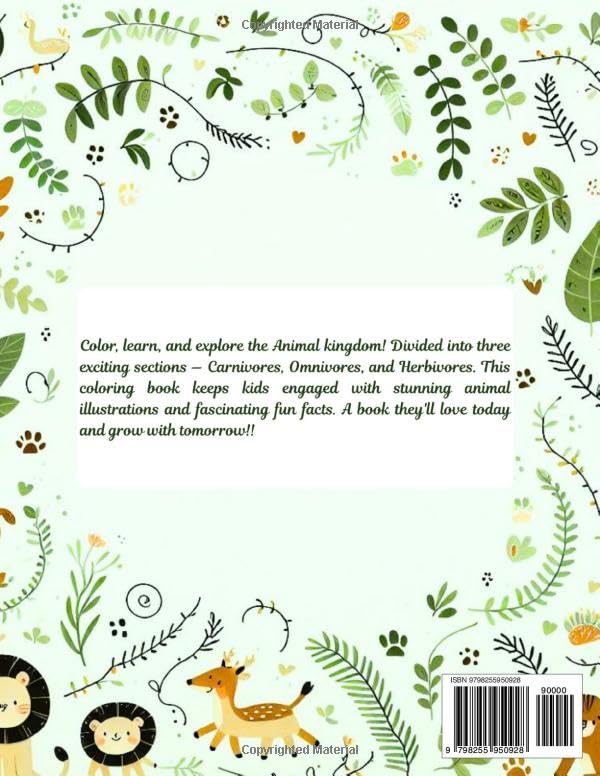 Animal kingdom Coloring Book: Carnivores, Omnivores & Herbivores: Bundle of 3 in 1 (Budget Friendly Edition) image 3