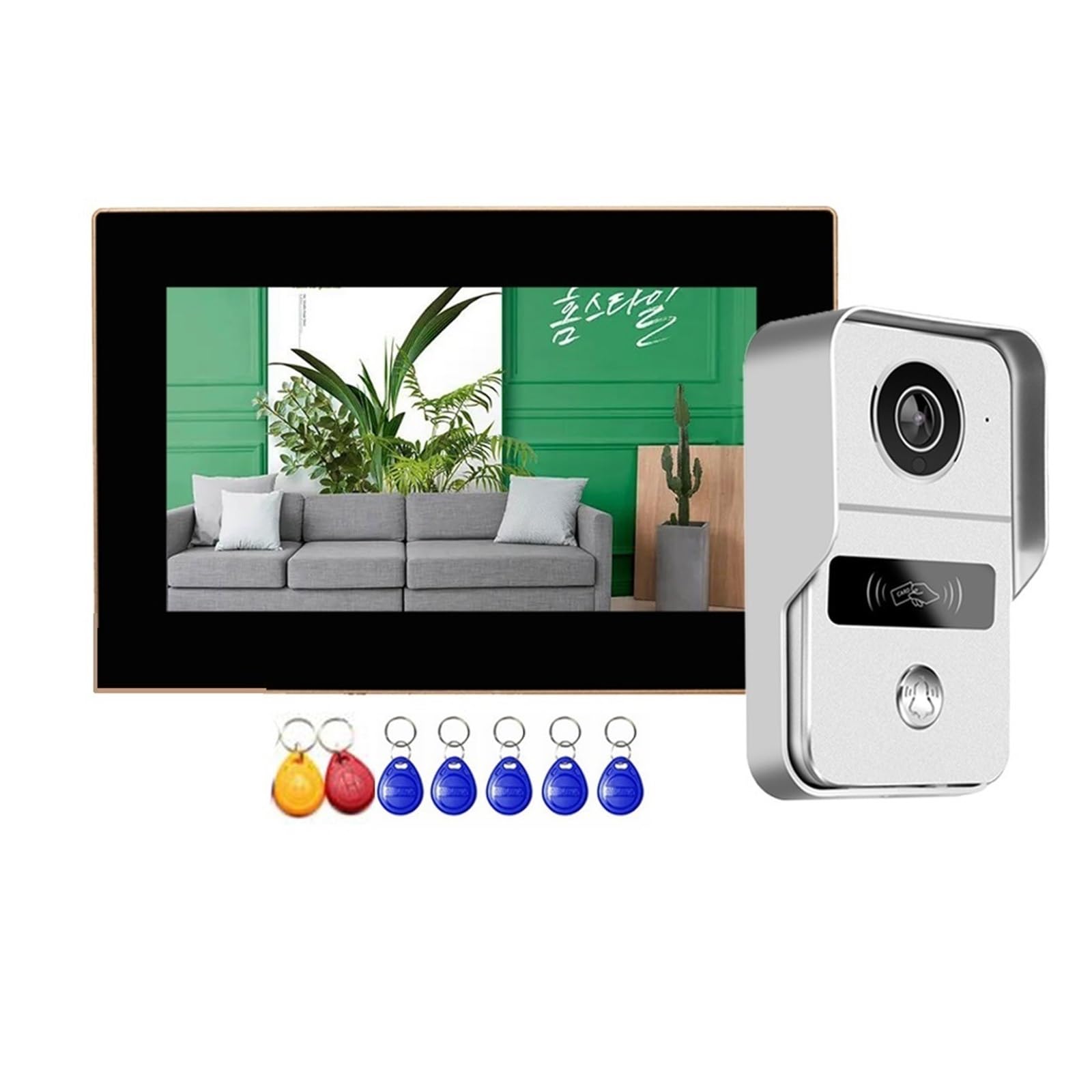 1080P Smart Wireless Wifi Videocitofono Citofono Domestico Con Telecamera Campanello RFID Sblocca Movimento Record Audio Bidirezionale(Set 2 -Add 32G TF Card)