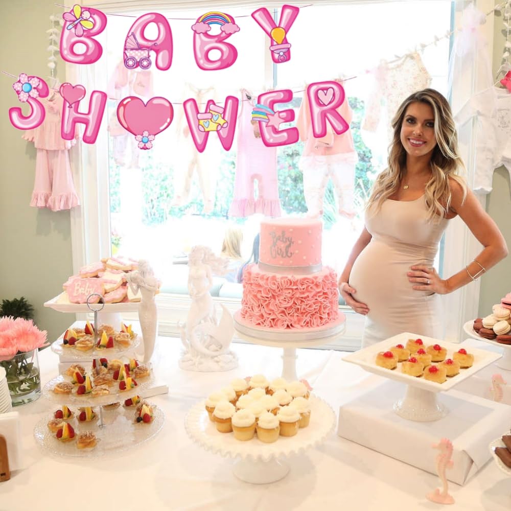 Babyfeestdecoraties voor meisjes, roze banner voor babyshower, slinger It Is A Girl voor het onthullen van het geslacht van babymeisjes, foto-rekwisieten voor verjaardagsfeest