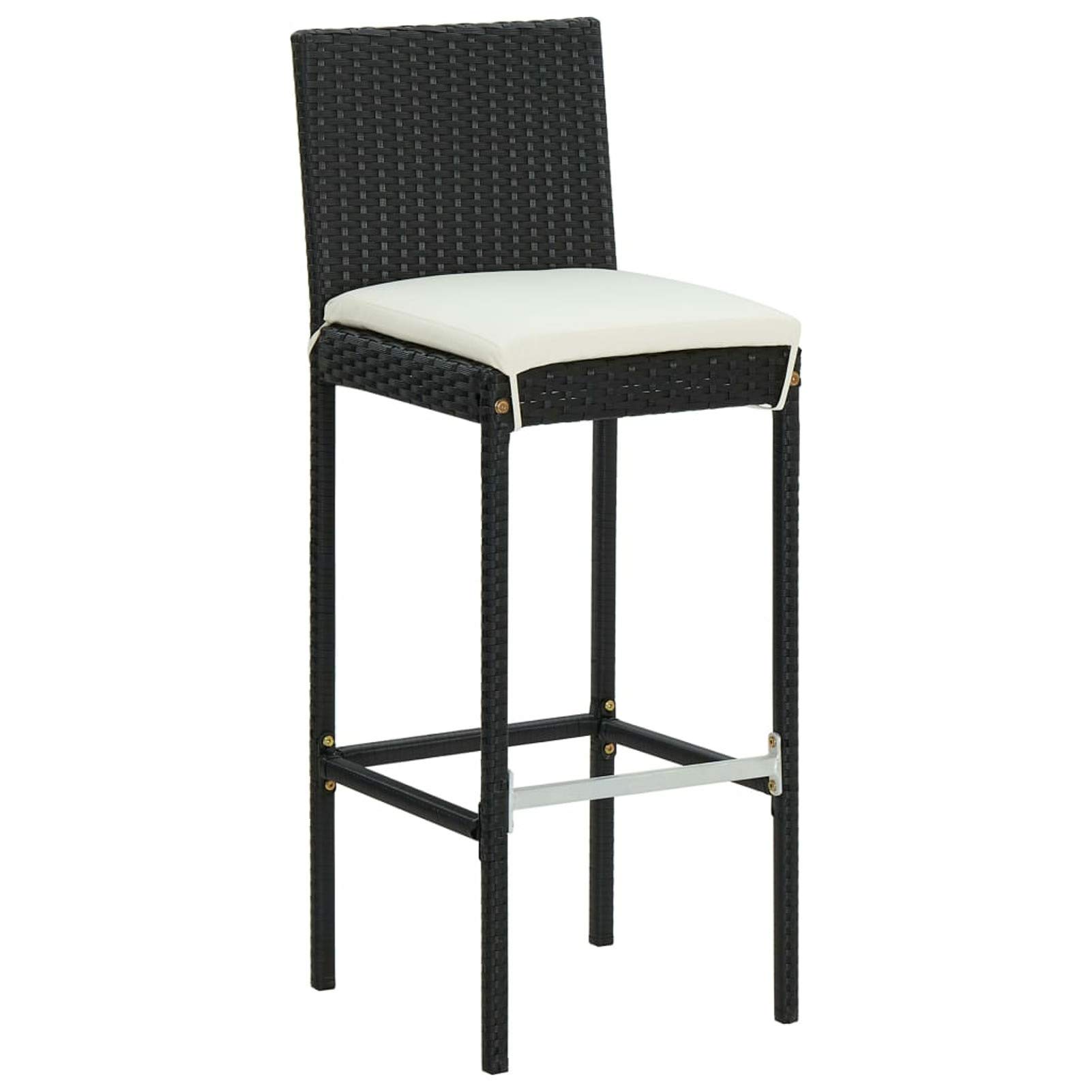 Tidyard Catherinol Ensemble Bar de Jardin Meubles d'Extérieur Table et Chaises de Patio Meuble de Bar de Jardin 5 pcs et Coussins Résine tressée Noir