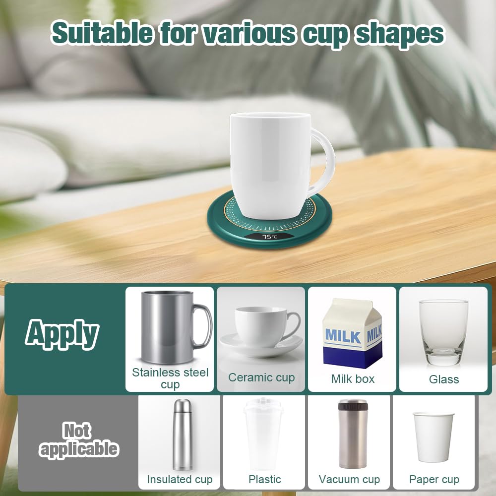 Mizikuu Calentador de Tazas de Café Eléctrico con 3 Ajustes de Temperatura y Desconexión Automática