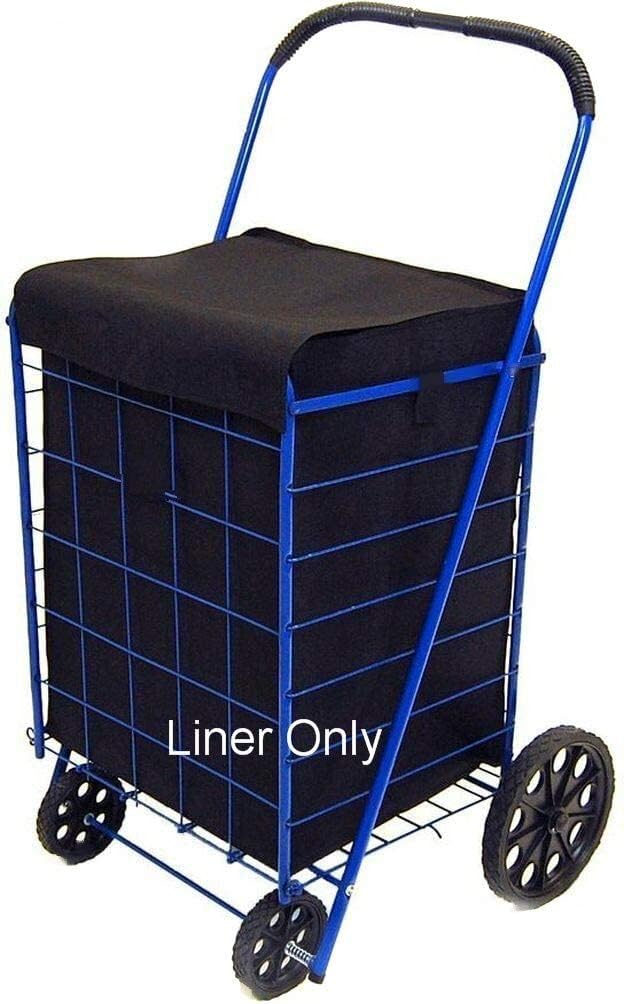 Utility Folding Shopping Cart Liner with Privacy Top Cover - Water Resistant, Lightweight, Non-Woven, Breathable Material, Fastens Securely - Protects