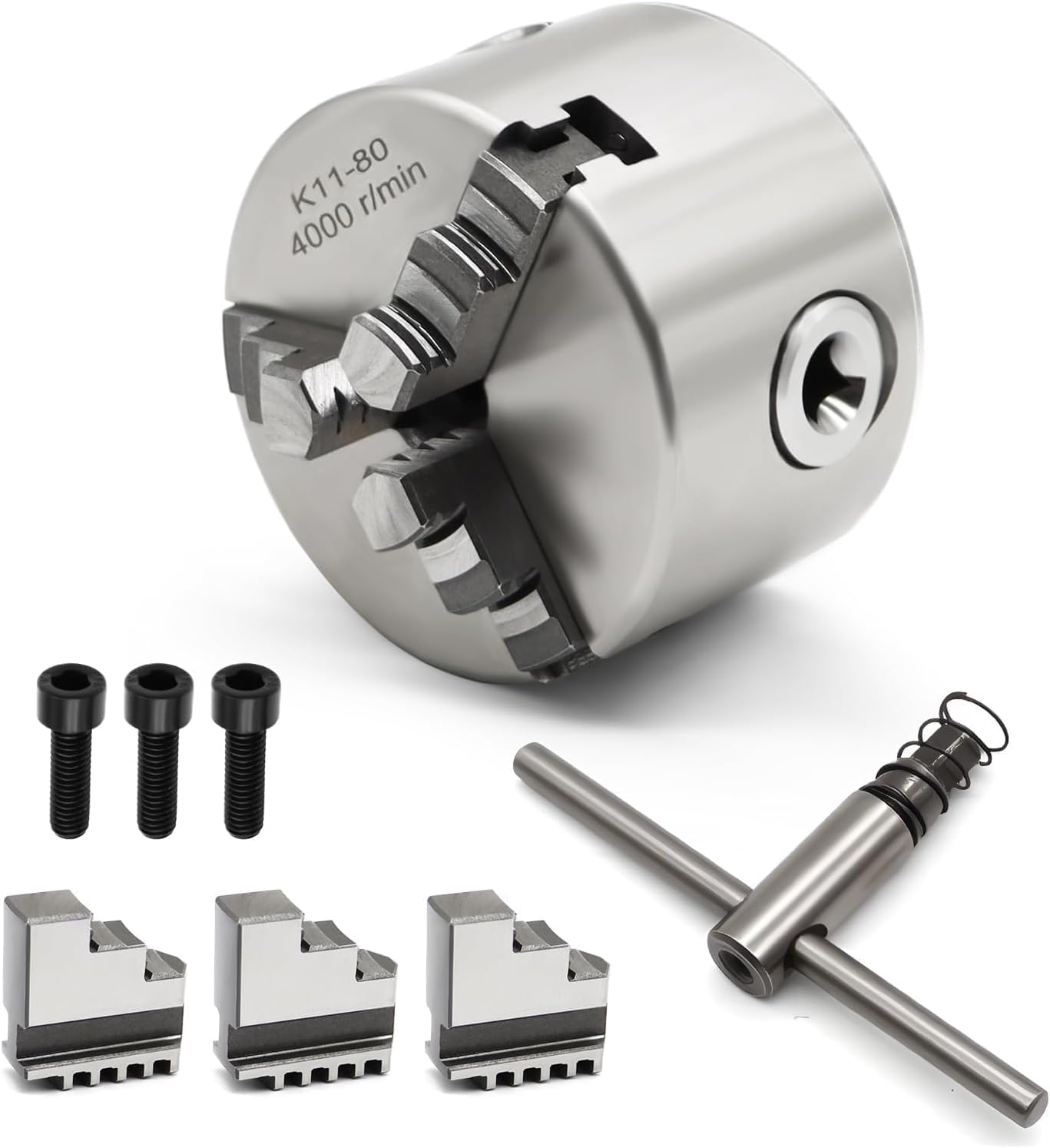 K11-80 Self Centering 3 Inch Lathe Chuck 4000 r/min 3 Jaw Comes with a Set Jaw