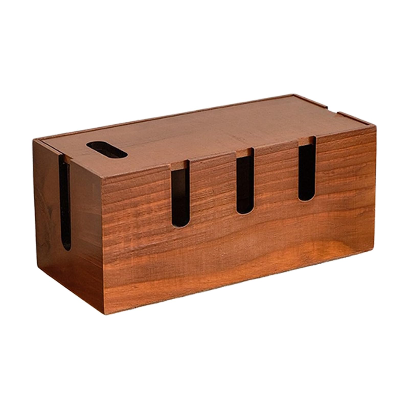 Tsophreniq Multi Natural Wood Cord Holder Box With Ple Sections For Neatly Storing Power Adapters And Chargers Wooden Wire Planner