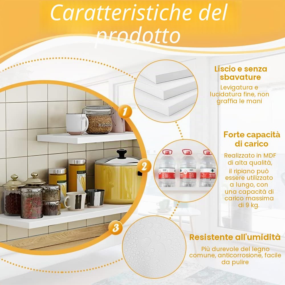 THATSRAD 3 Pezzi Mensole da Parete Scaffale da Parete Mensole a Muro in Legno Bianche 40x15cm Mensola in Legno MDF Scaffale Galleggiante da Pare te per Camera da Letto Soggiorno Cucina Bagno e Ufficio