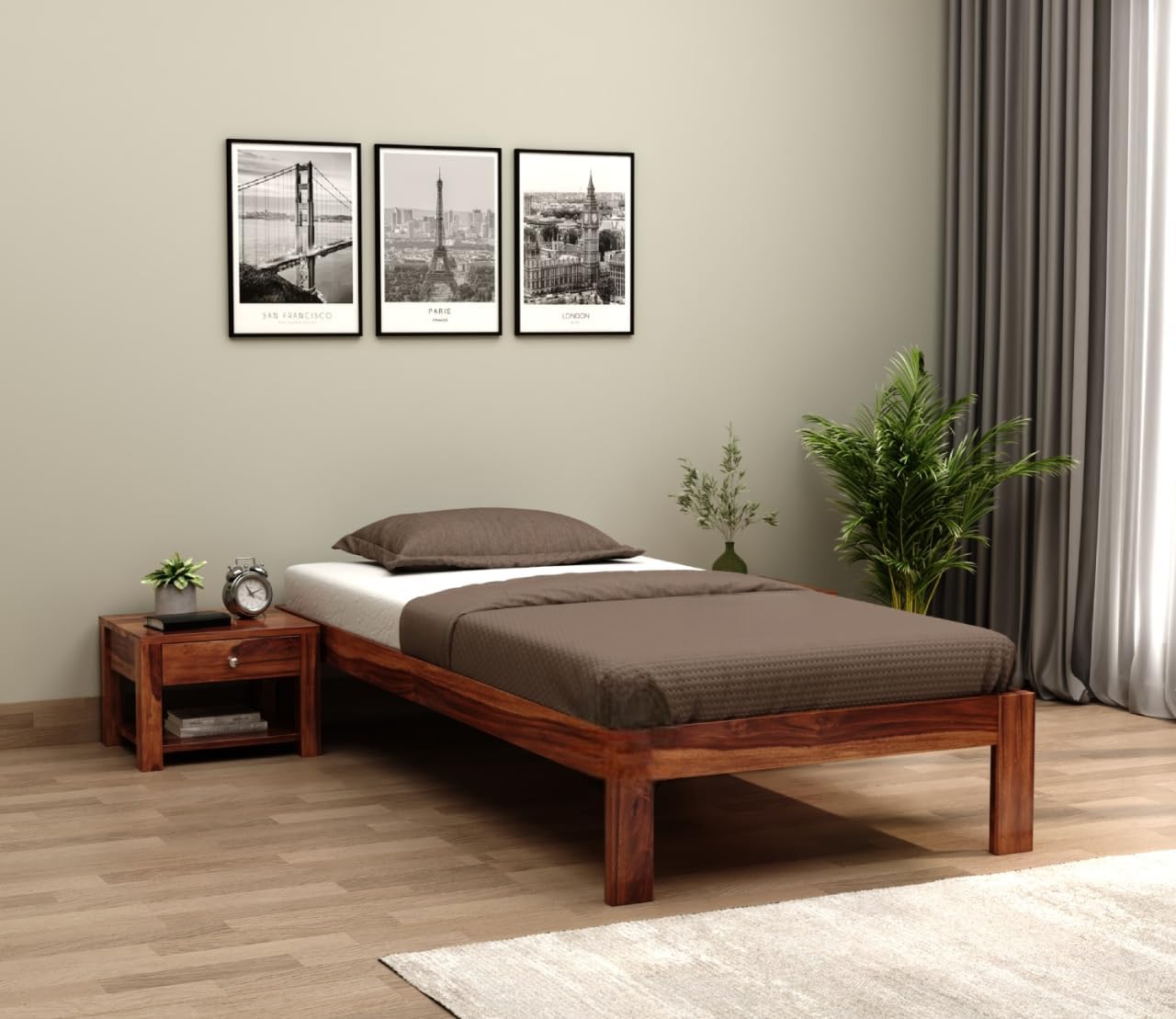 Solid Sheesham Wood Diwan Single Bed Without Storage for Bedroom - Single Cot Wooden BedSingle Size for Living Room Guest Room Bed 6X4-12 Month Warranty (Design 14)-image-40