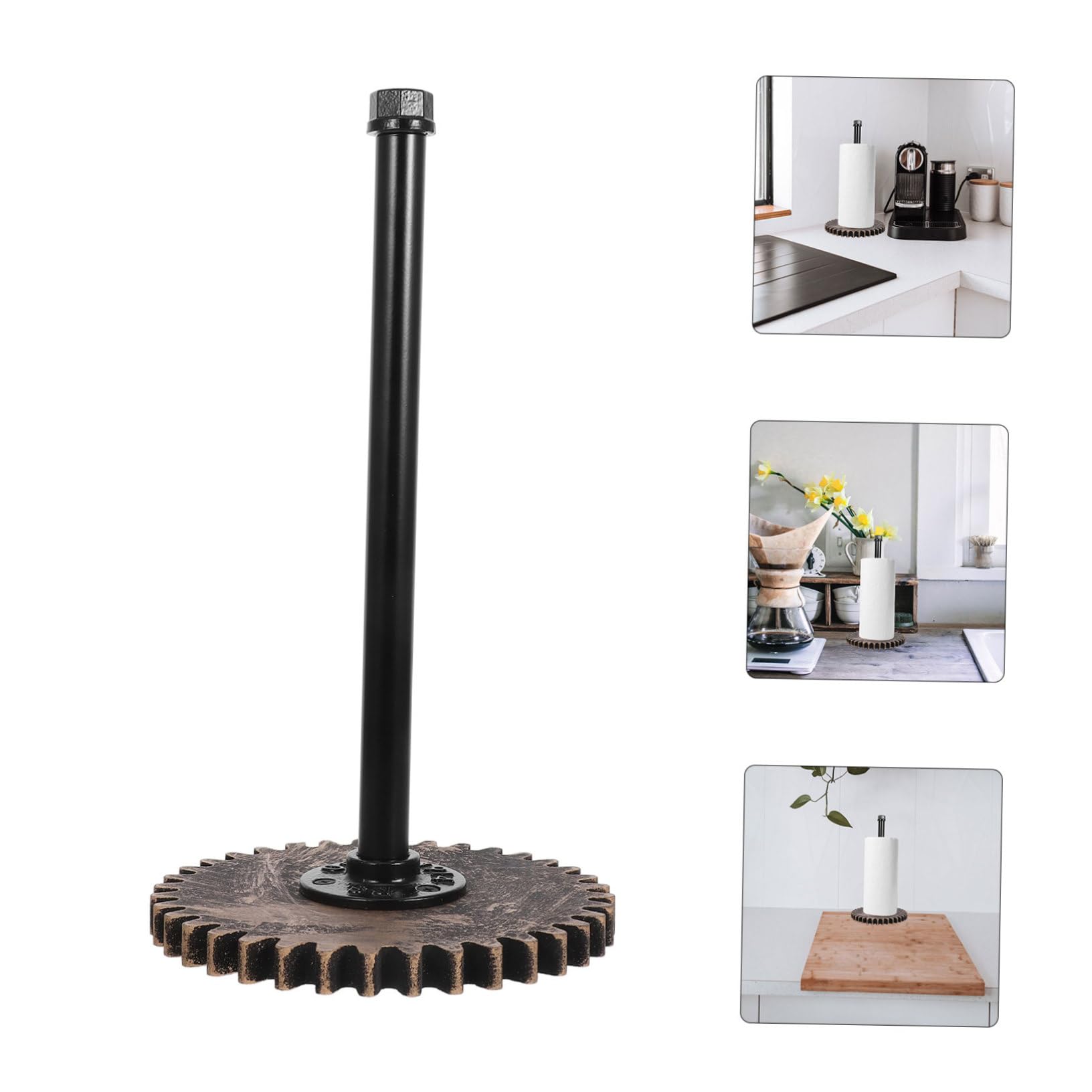 Portarotolo Carta Cucina in Ferro Nero Stile Industriale Vintage | Supporto a Tubo D'acqua, per Spazi Cucina e Bar, Compatibile Pezzi e Pellicola