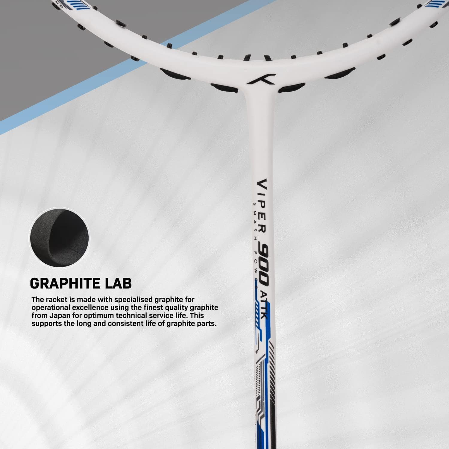 HUNDRED Viper 900 Carbon Fibre Strung Badminton Racquet with Full Racquet Cover | for Intermediate Players | 79 Grams | Badminton Gifts Maximum String Tension - 32lbs