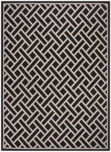 Safavieh Courtyard Tapete 8' x 11' Negro y Beige miniatura 3