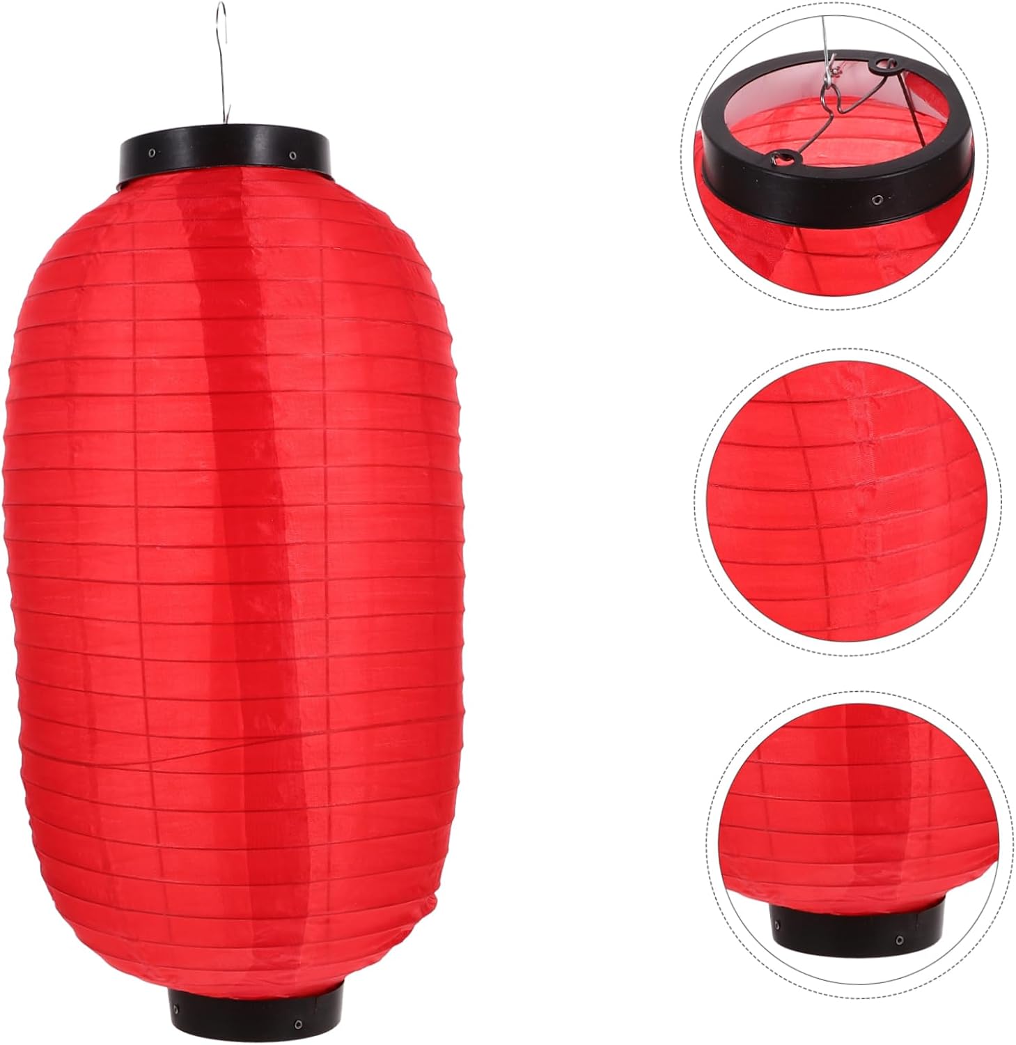 2pcs Japanese Silk Lantern Solar Hanging Lantern Birthday Party Supplies Foldable Festive Hanging Lamp red Black and Gold Party Decorations with Lights Child Wire image 4