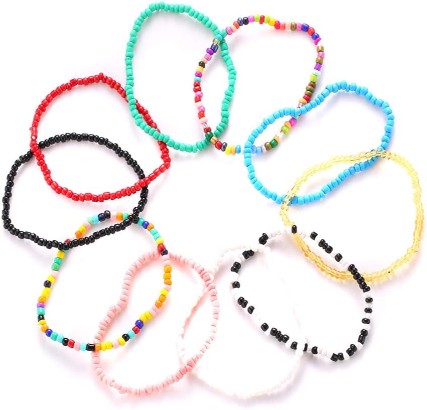 10Pcs Handmade Colorful Beaded Bracelet Anklet Bead Belly Hawaii Bikini Summer Jewelry for Women (10Pcs Anklet) 10Pcs Handmade Colorful Beaded Bracelet Anklet Bead Belly Hawaii Bikini Summer Jewelry for Women (10Pcs Anklet)
