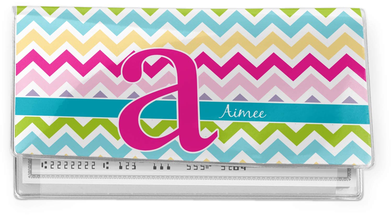 Personalized Colorful Chevron Vinyl Checkbook Cover