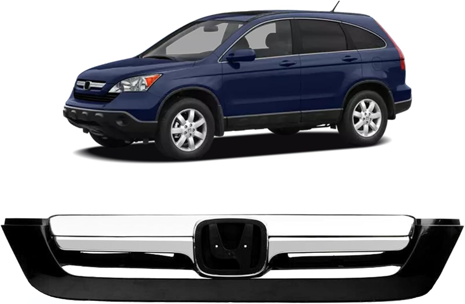 PartsFlow Grille Compatible With 2007 2008 2009 Honda CR-V Sport Front Chrome Bumper Upper Grill
