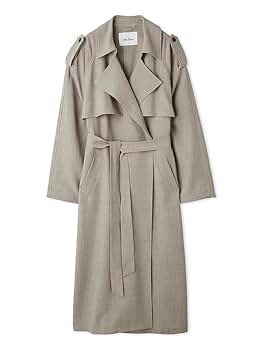 Amazon | [ミラオーウェン] 共ベルト付麻調肩章デザイントレンチ