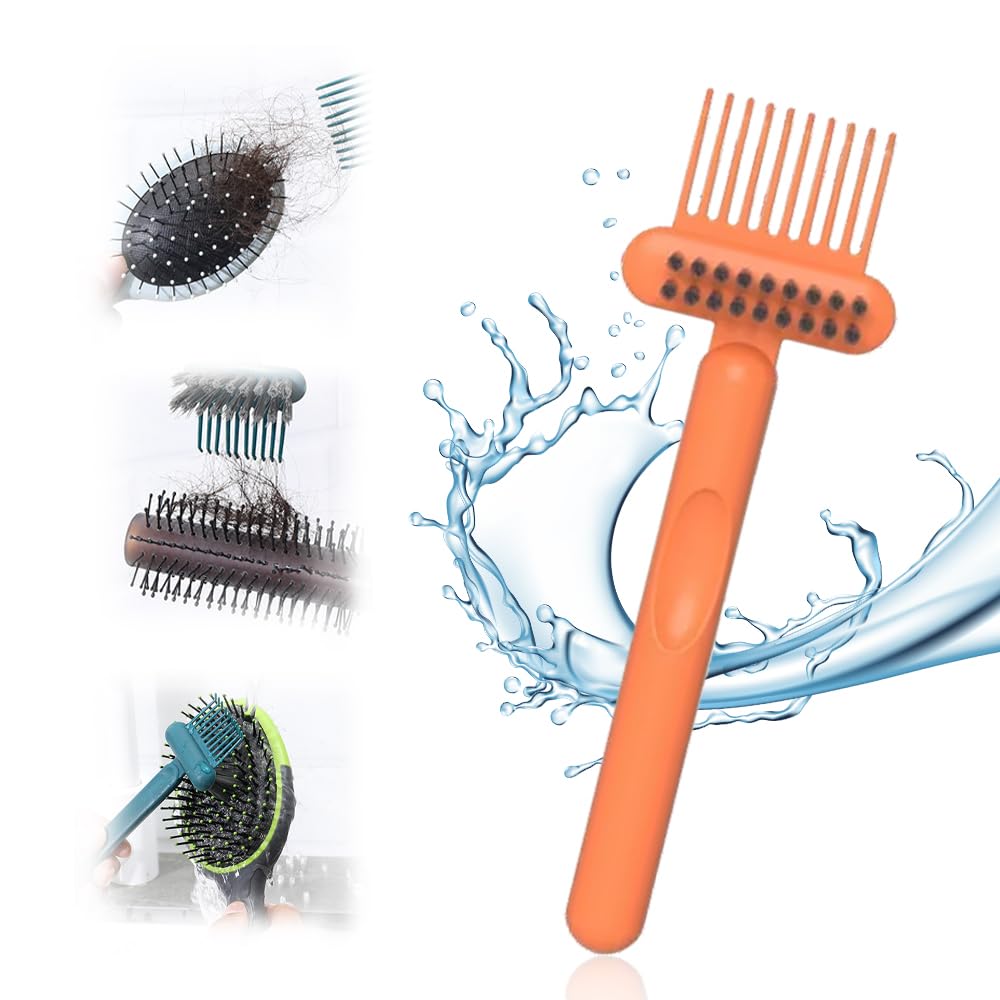 2 In 1 Hair Brush Cleaning Tool, 2025 New Comb Cleaning Brush, Portable Brush Cleaner for Travel, Hairbrush Cleaning Tool for Hair Salons (Orange)