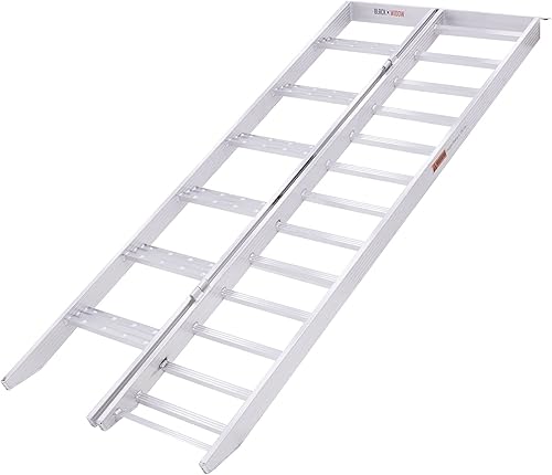 Black Widow Rampa de aluminio para motocicleta, rampas plegables con escalones, capacidad de 750 libras, color plateado, equipo de carga portátil y