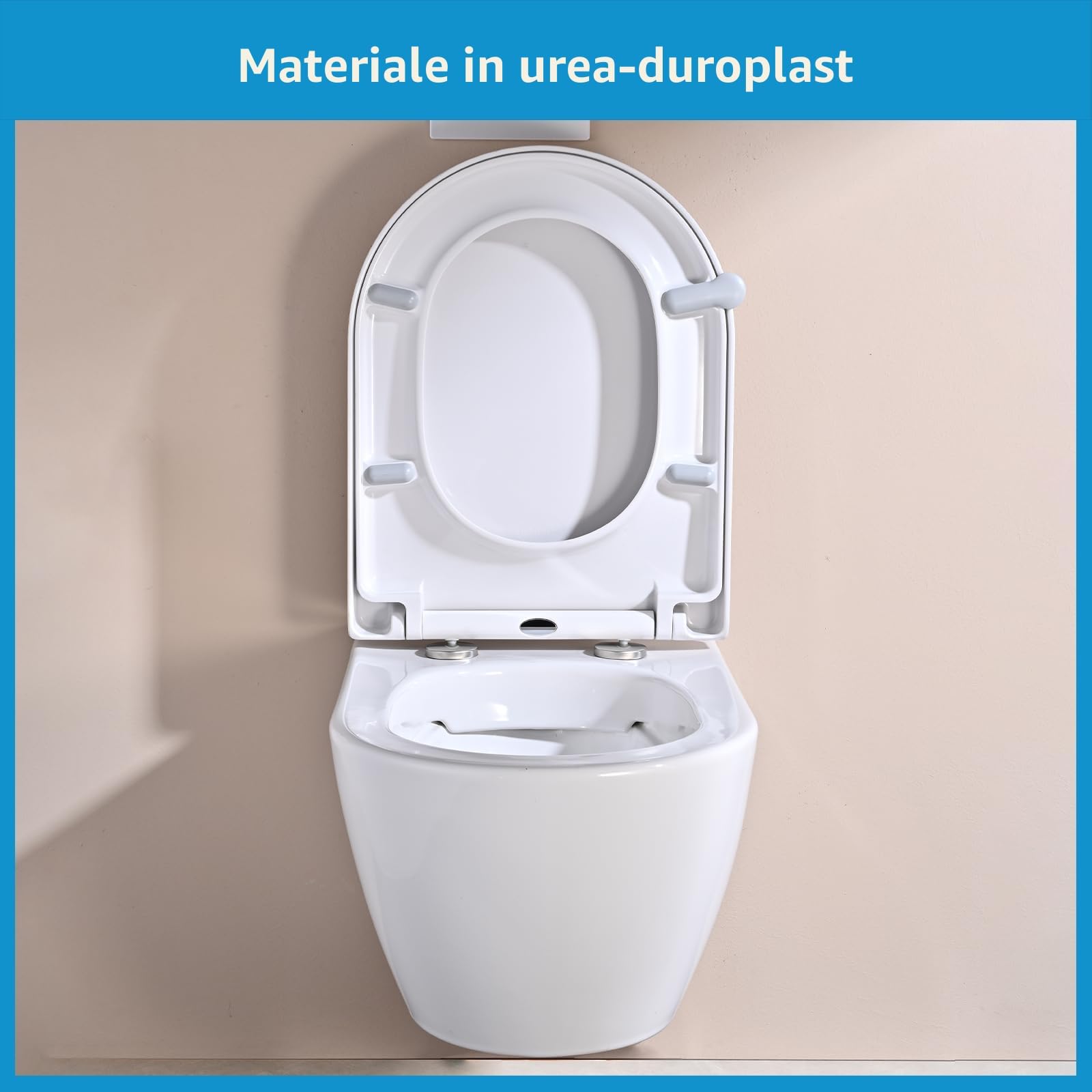 YEAUPE PRO D-Form WC Sitz mit eleganter Rautenmuster, Toilettendeckel Soft-Close [LANG], Absenkung, kratzfest & leise, schnell abnehmbar, einfache Montage, 46,4×35,9 cm
