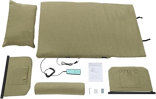 Miniatura 8 de Respaldo de cama ajustable de elevación eléctrica con almohada y reposabrazos, ayuda de 2 a 80 a ancianos a levantarse de la cama fácilmente,