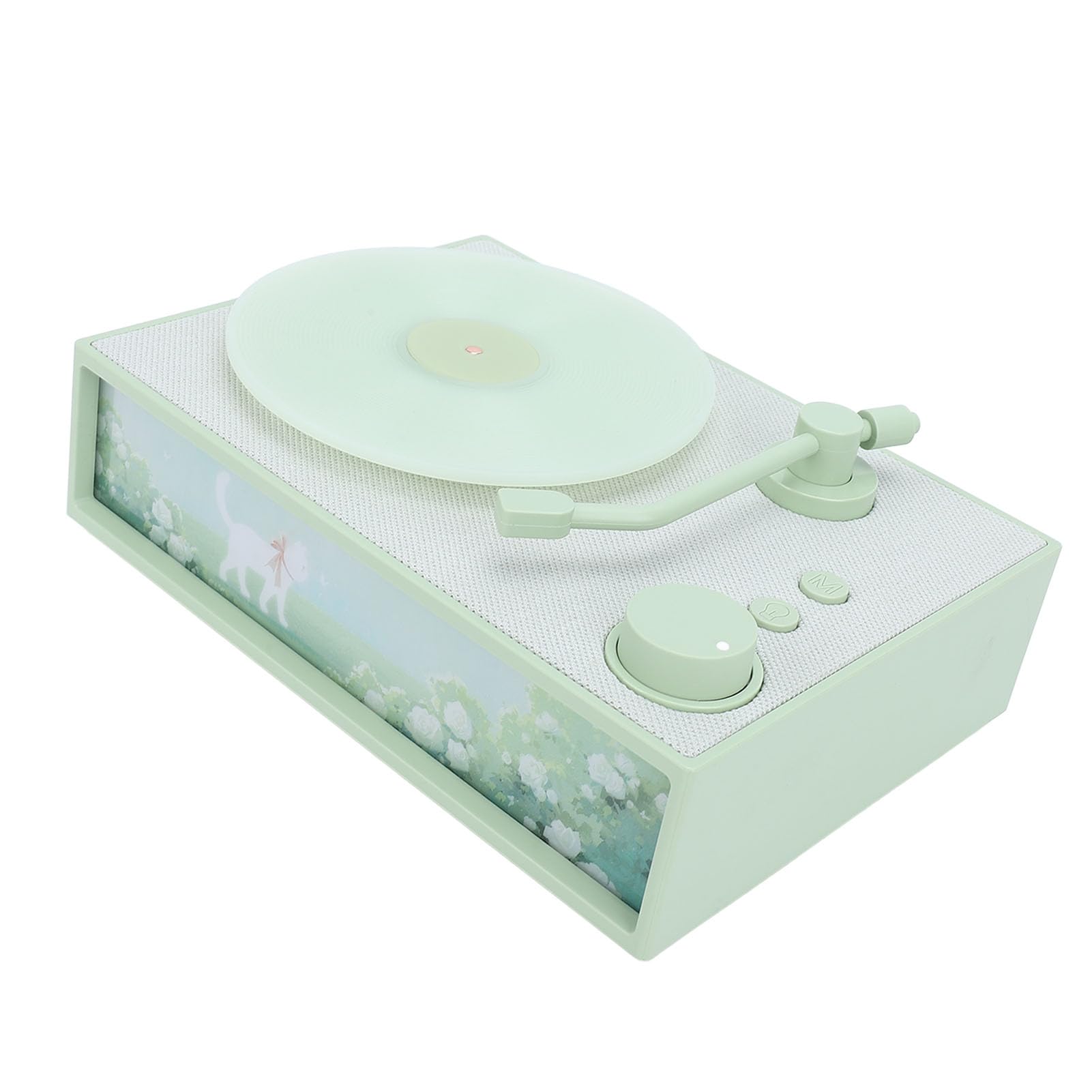 Lecteur de Disque sans Fil Portable, Lecteur de Disque sans Fil 5.3 Bluetooth Prend en Charge la Carte Mémoire, Phonographe à l'ancienne pour l'intérieur (Verte)