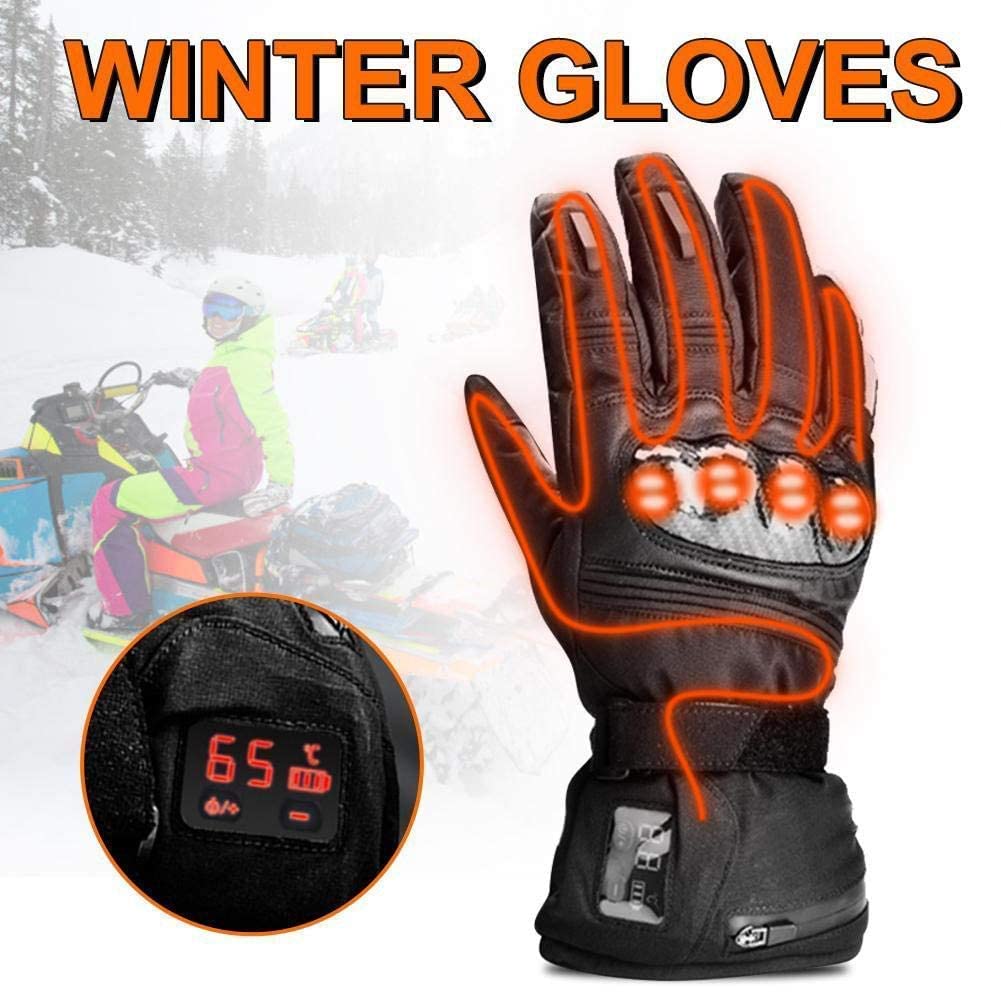 SBTXHJWCGLD Guantes calefactados 7.4V 2200mAh, Guantes eléctricos con batería Recargable, Pantalla LED de Temperatura para Esquiar en la Nieve, Patinaje sobre Hielo, Montar en Motocicleta, PES