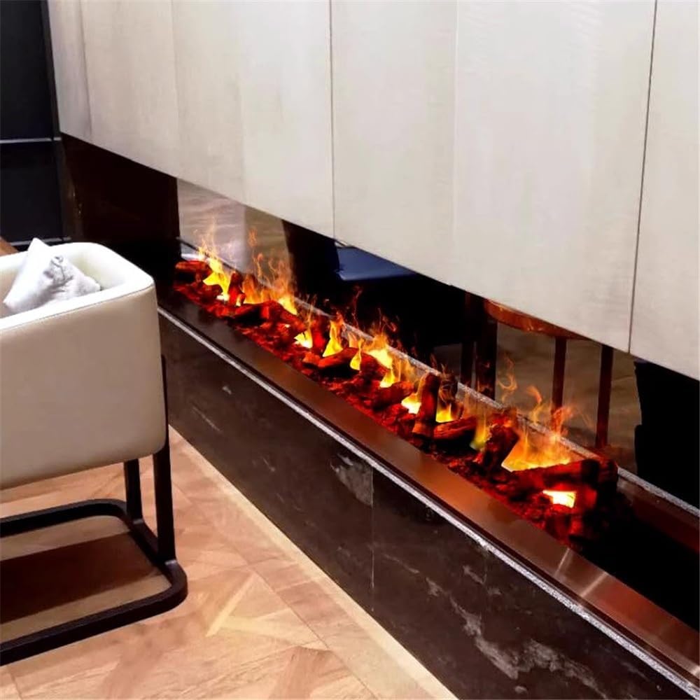 Electric Fireplace Stove 3D Simulation Charcoal Water Vapor Fireplace Recessed Atomizing Fireplace, Flame Adjustment, Remote Control Decorative Fireplace(XL)