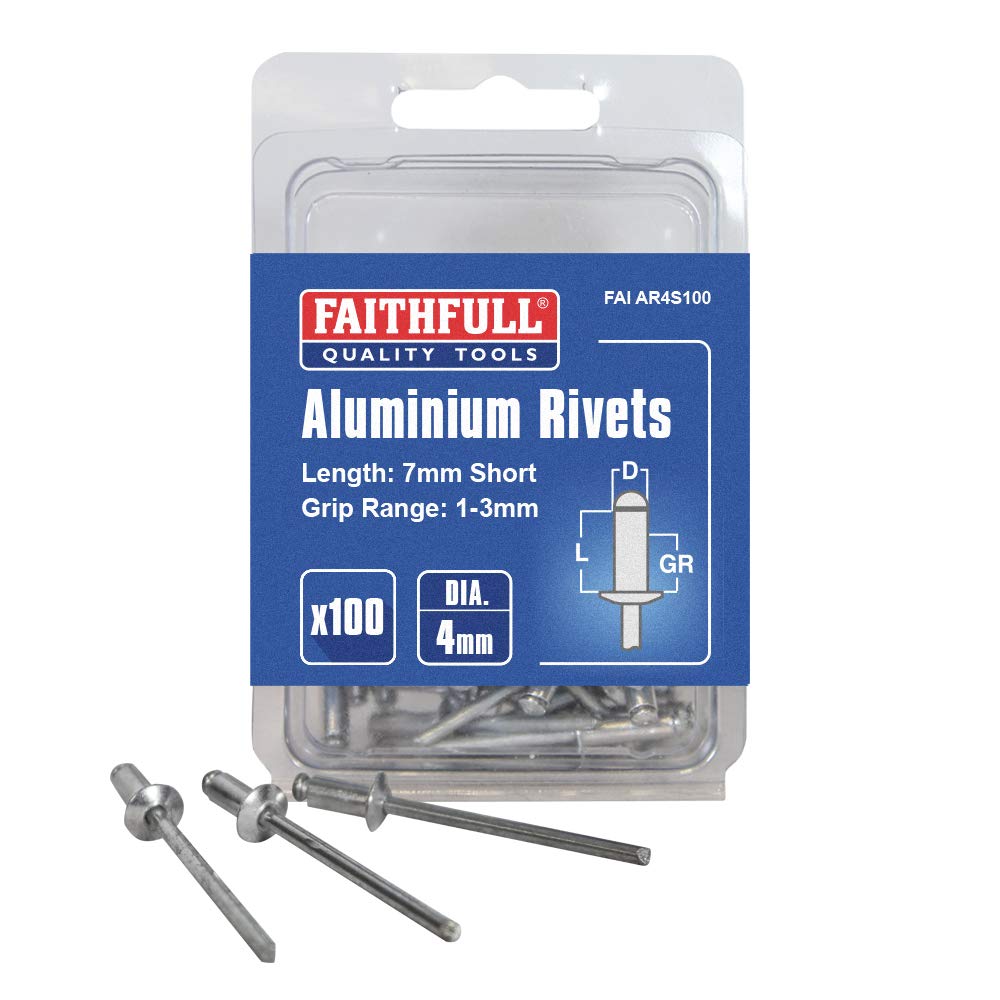 Faithfull Aluminium Rivets 4 X 7Mm Short Pre-Pack Of 100