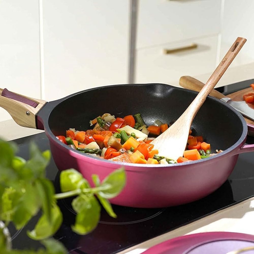 COOKUT - La Fabulosa - Sartén 8 en 1-24 cm - RUBIS - Antiadherente, Ecológica, Sin PFOA - Inducción y Horno