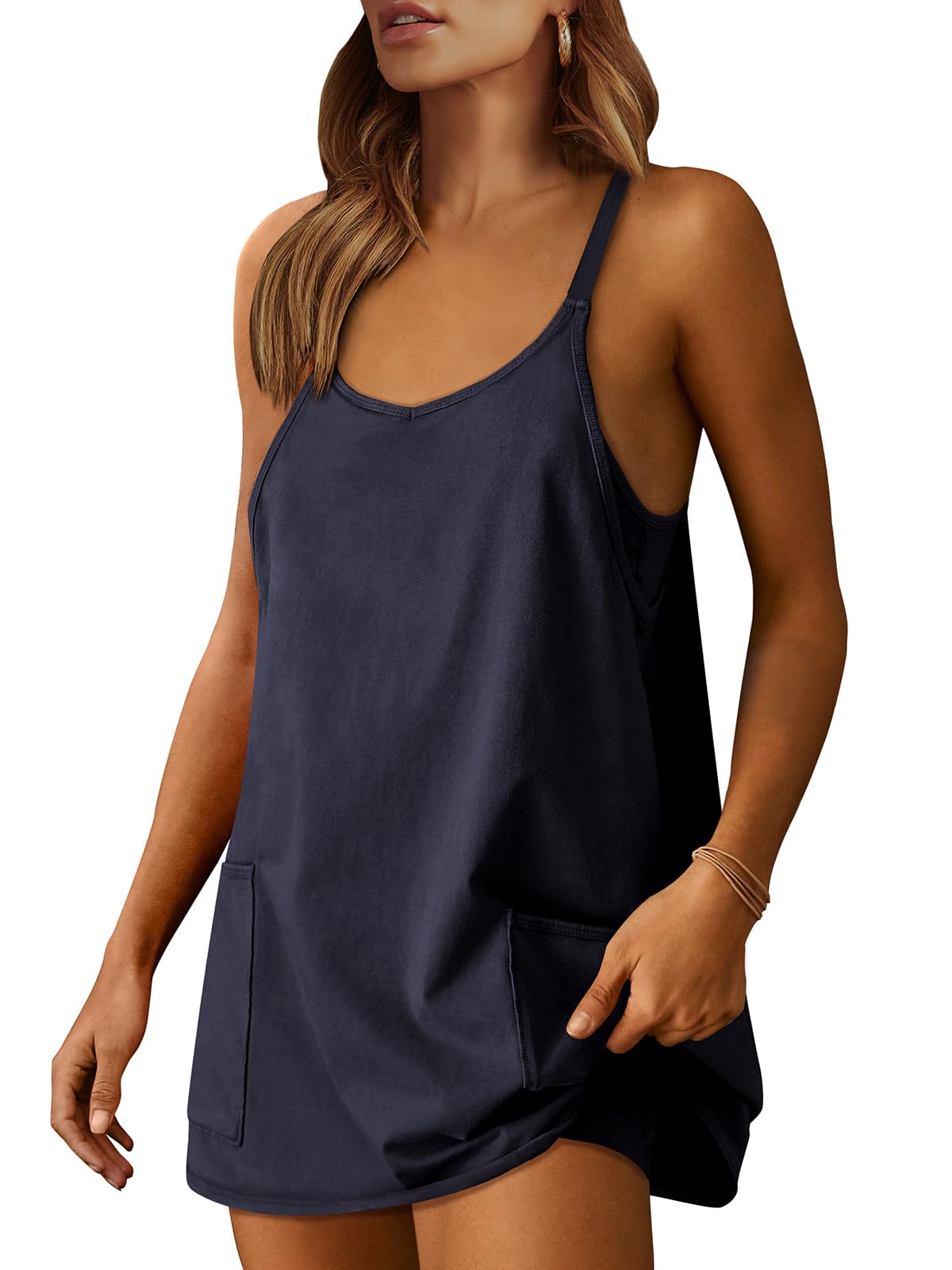 ANRABESS Women Athletic Dress Summer Tennis Workout Active Sports Mini Romper Dress Built in Shorts Travel Vacation Clothes