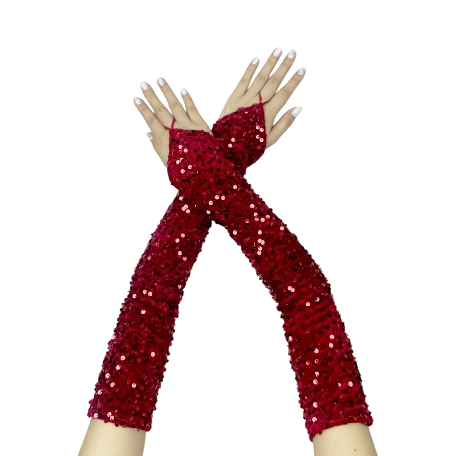 MICFENY Elegant Long Gloves Sequined French for Wedding Proms for Women and Girls 1920s Theme Musical Operas Dancing