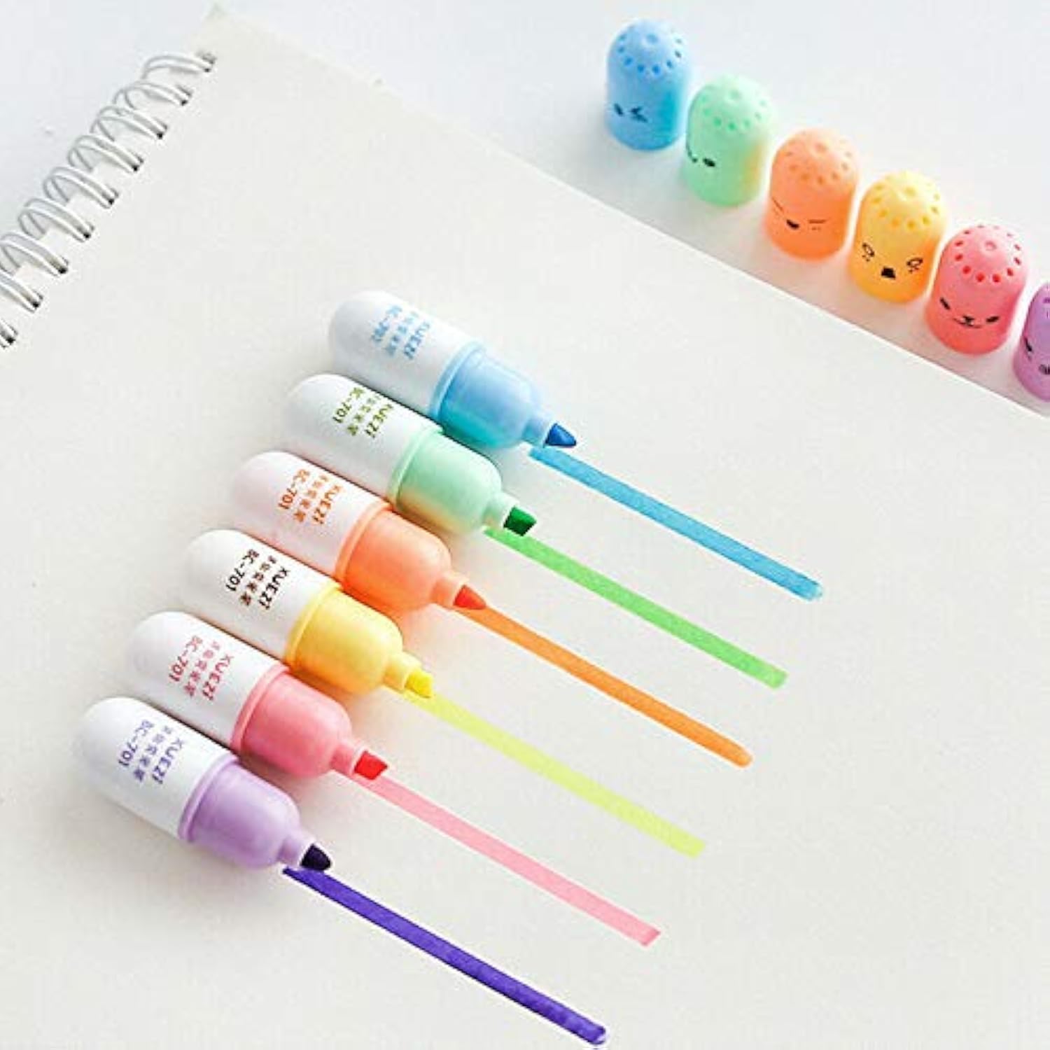 Senrise 6 Bright Colors 30Pcs Cute Marker Pen Mini Pill Shaped Point Pen Highlighter For School Office Supplie Gift Writing Stationery,6Colors(Each Color 5Pcs)