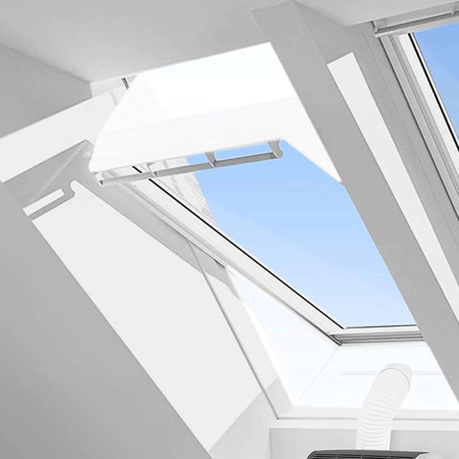 2 Pcs 190cm Air Conditioner Roof Casement Window Vent Seal Kit for Mobile Air Conditioners Roof Windows, Hot Air Stop for Attaching to Swing Windows, Window Air Conditioning Seal with Zip Waterproof