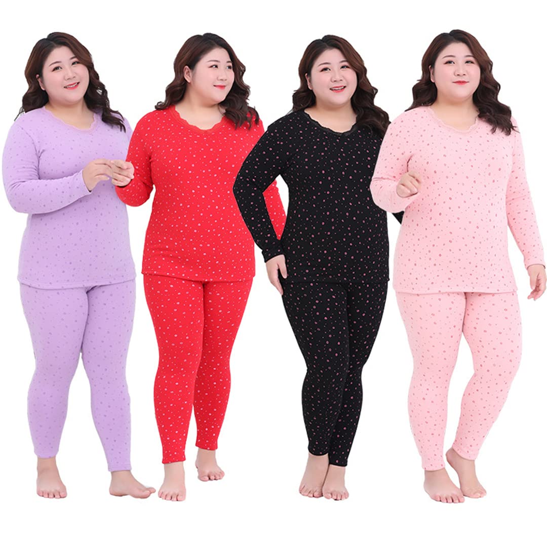 Damen Thermounterwäsche Set Große Größe Tops und Hose Zweiteilig