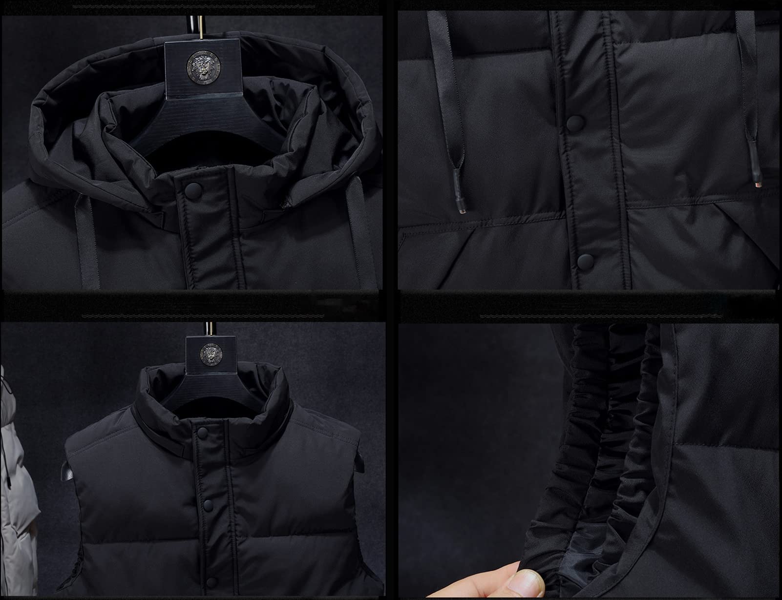 Icegrey Gilet da Uomo Piumino Senza Maniche con Cappuccio Staccabile Inverno Antivento Giacche Caldo